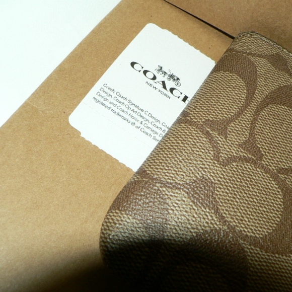 ♦Coach VTG Corner Zip Wristlet F58035-Khaki & Dark Turquoise- Brand New With Tag - Picture 15 of 16